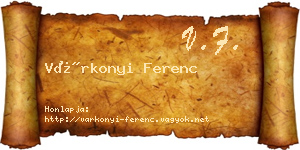 Várkonyi Ferenc névjegykártya